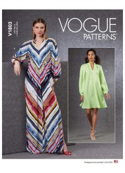 1803 Vogue Very Loose Bias Stand Collar Long Sleeve Slit DressLengths  Pattern XS-Med New